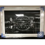 A contemporary framed print of the Tyne Bridge