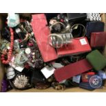 A box of large quantity of assorted costume jewellery