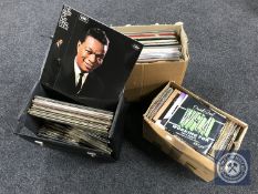 Two boxes and a case of LP records and 45's - 80's compilations etc