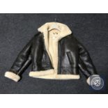 A leather sheepskin flying jacket CONDITION REPORT: Size XL.