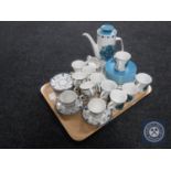 A tray containing six Royal Doulton Cambridge teacups and saucers together with twenty-six pieces