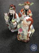 Three large Chinese figures,