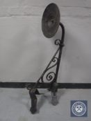 An antique cast iron street light bracket, formerly from Stanhope Police Station,