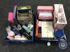 Two boxes containing a large quantity of beauty products and gift sets