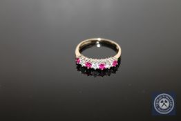 A 9ct gold ruby and diamond ring,