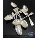 A set of nine silver teaspoons