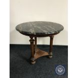 A 19th century circular mahogany marble topped occasional table (a/f)