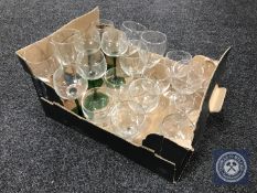 A box of assorted wine glasses