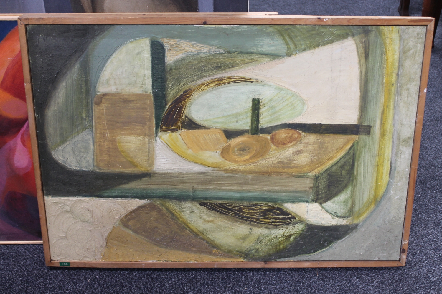 Six mid 20th century abstract oil paintings - Image 2 of 6