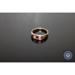 An antique 18ct gold ruby and diamond ring, 3.9g, size N/O.