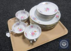 A tray containing nineteen pieces of Copeland Spode floral china