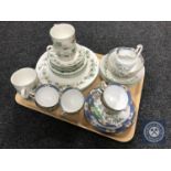 A tray of Royal Doulton Expressions tea china and part Crown Staffordshire bone china tea service