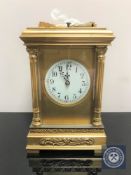 A 20th century brass cased striking and repeating carriage clock,