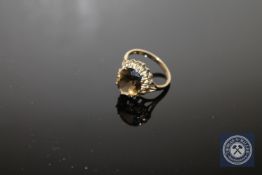 A 9ct gold citrine ring,