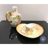 A Royal Worcester miniature blush ivory loving cup, height 4cm,