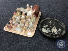 A tray of Melba china bull, cherished teddy figures, Hornsea vase,