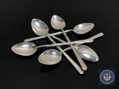 A set of six silver teaspoons