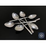 A set of six silver teaspoons