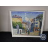 A gilt framed continental school oil on canvas, street scene,