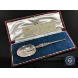 A silver 1937 Coronation spoon in box CONDITION REPORT: This is 16cm long and weighs