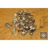 Approximately 56 various silver salt and mustard spoons