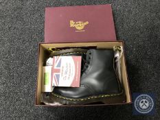 A boxed pair of Dr Marten Air Walk boots, black,
