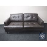 A black leather two seater settee