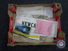 A box of ephemera relating to trains including railway tickets, diesel locomotive repair book,