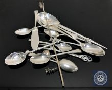 A collection of Scottish and other silver to include teaspoons, pickle fork,