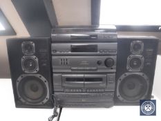 A Sony hifi system with remote together with a pair of JVC speakers