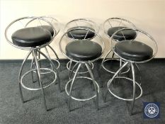 Six metal leather seated breakfast bar stools