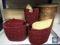 A quantity of wicker baskets,