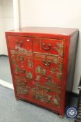 A Chinese style multi drawer chest, width 76.5 cm.