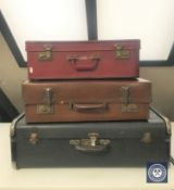 Three vintage luggage cases