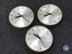 Three mid 20th century Gents of Leicester electric wall clocks