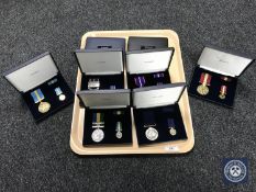 Eight cased reproduction medals with accompanying miniatures