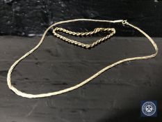 A 9ct gold necklace and bracelet, 6.