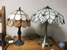 Two table lamps with Tiffany style shades