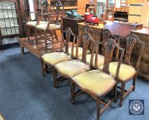 A reproduction set of eight mahogany shield back dining room chairs