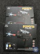 Two boxed Regimental Police mini uzi electric guns