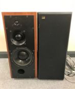 A pair of ATC SCM series Triamplifier speakers, in cherry, on stands,
