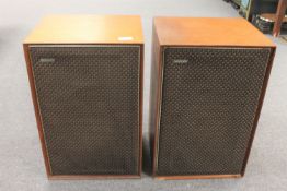 A pair of Hacker teak cased speakers.