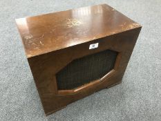 An HMV model 184 stained beech wood cased speaker.