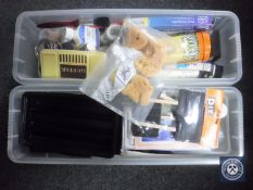 Two boxes of assorted artist's materials