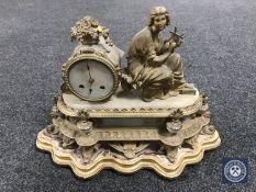 A 19th century French alabaster and gilt metal mantel clock by Miroy & Company of Paris,