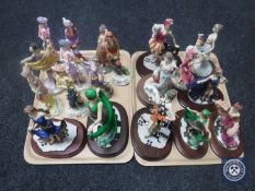 Two trays of nineteen Leonardo Collection figures