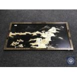 A Japanese panel with mother of pearl decoration CONDITION REPORT: 92cm by 50cm.