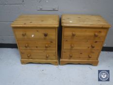 A pair of pine three drawer chests