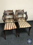 A pair of Regency style armchairs and a pair of dining chairs