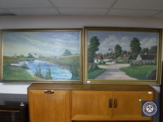 Two gilt framed continental school oils;